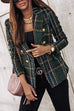 Karleedress Double Breasted Open Front Plaid Blazer Jacket
