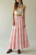 Karleedress Smocked Elastic Waist Ruffle Tiered Maxi Skirt