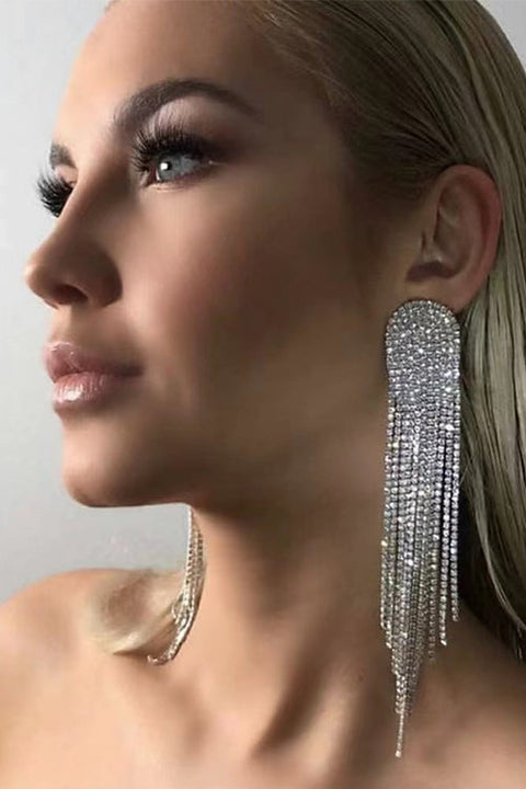 Karleedress Sparkly Luxury Rhinestone Dangle Tassel Earrings