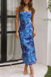 Karleedress Strapless Scooped Cowl Backless Floral Print Maxi Dress