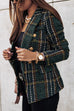 Karleedress Double Breasted Open Front Plaid Blazer Jacket