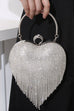 Karleedress Luxury Heart Shape Rhinestones Tassel Evening Handbag