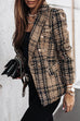 Karleedress Double Breasted Open Front Plaid Blazer Jacket