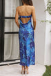 Karleedress Strapless Scooped Cowl Backless Floral Print Maxi Dress