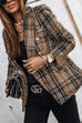 Karleedress Double Breasted Open Front Plaid Blazer Jacket