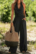 Karleedress Halter Cowl Neck Sleeveless Top Elastic Waist Wide Leg Pants Set
