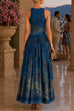 Karleedress Crewneck Sleeveless Printed Flowy Maxi Dress