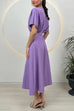 Karleedress Crewneck Short Sleeves Belted Slit Midi Dress