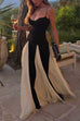 Karleedress Spaghetti Strap Low Cut Color Block Swing Maxi Dress