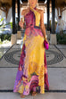 Halter Neck Floral Print Swing Maxi Dress