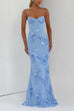 Karleedress Backless Lace-up Corset Flower Embroidery Maxi Cami Dress