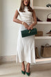 Karleedress Mockneck Sleeveless Side Ruched Midi Dress