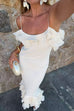 Karleedress Spaghetti Strap Open Back Ruffle Trim Maxi Dress