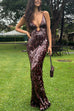Karleedress Spaghetti Strap V Neck Glitter Sequin Maxi Party Dress