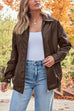 Karleedress Lapel Zip Up Faux Leather Pocketed Jacket