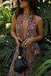 Halter V Neck Open Back Floral Print Maxi Dress