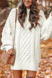 Karleedress Long Sleeves Cable Knit Mini Sweater Dress