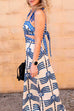 Karleedress Tie Shoulder Cut Out Waist Printed Maxi Dress