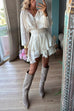 Karleedress Lantern Long Sleeves Waisted Ruffle Mini Dress