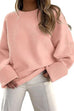 Karleedress Crewneck Drop Shoulder Solid Knitted Pullover Sweater