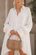 Karleedress Lapel Bell Long Sleeves High Low Hem Shirt Dress