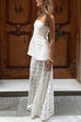 Karleedress Elastic WaistBand Lace Hollow Out Maxi Skirt