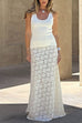 Karleedress Elastic WaistBand Lace Hollow Out Maxi Skirt