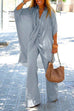 Karleedress Cross Front Batwing Top Wide Leg Pants Cotton Linen Set