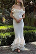 Karleedress Spaghetti Strap Open Back Ruffle Trim Maxi Dress