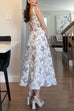 Karleedress Bow Shoulder Back Lace-up Floral Print Midi Cami Dress