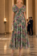 Karleedress V Neck Short Sleeves Floral Print Maxi Dress