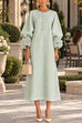 Karleedress Floral Applique Puff Sleeve A-Line Midi Dress