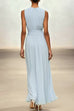 Karleedress Crewneck Sleeveless Zipper Back Waisted Maxi Dress