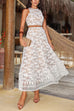 Karleedress Palm Trees Embroidery Pocketed Swing Maxi Skirt