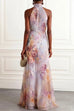 Karleedress Sleeveless High Waist Floral Print Maxi Dress