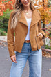 Karleedress Zip Up Pocketed Faux Suede Moto Jacket(in 7 Colors)