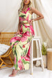 Sleeveless Crop Top and Wide Leg Pants Printed Set