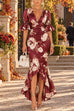 Karleedress V Neck Floral Print High Low Hem Maxi Dress