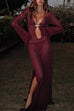 Karleedress V Neck Side Slit Crochet Beach Cover Up Maxi Dress