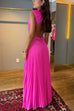 Karleedress Crewneck Sleeveless Open Back Pleated Maxi Dress