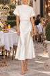 Karleedress High Rise Solid Satin Midi Skirt (A)