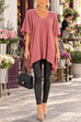 V Neck Loose Fit Solid Poncho Sweater (A)
