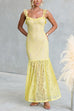 Sleeveless Lace Hollow Out Ruffle Trim Maxi Dress