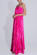 Strapless V Neck Pleated Maxi Party Dress