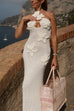Karleedress Halter Cut Out Floral Crochet Maxi Dress
