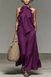 Karleedress Sleeveless Linen Blend Ruffle Pocketed Maxi Dress