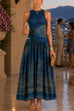 Karleedress Crewneck Sleeveless Printed Flowy Maxi Dress