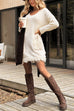 Drop Shoulder Pocketed Fringe Mini Sweater Dress