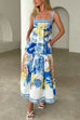 Karleedress Pocketed Side Slit Printed Maxi Cami Dress