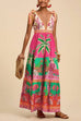 Karleedress Bow Shoulder V Neck Sleeveless Printed Maxi Vacation Dress